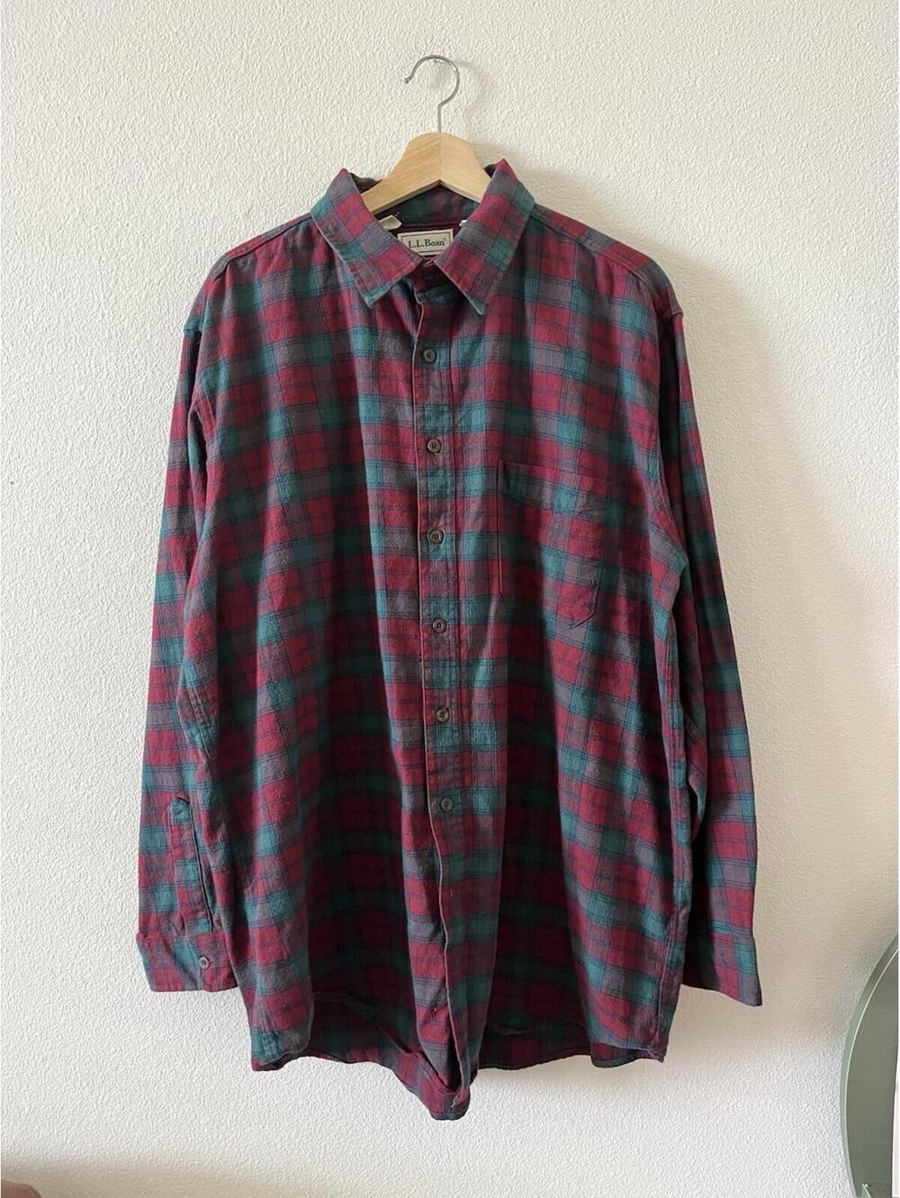 VTG L.L. Bean Plaid Flannel Shirt XL Tall Made in USA